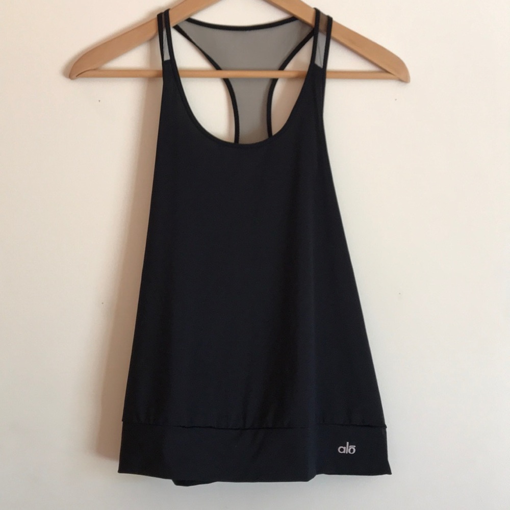 Alo Yoga Black Vitalize Meshback Tank S